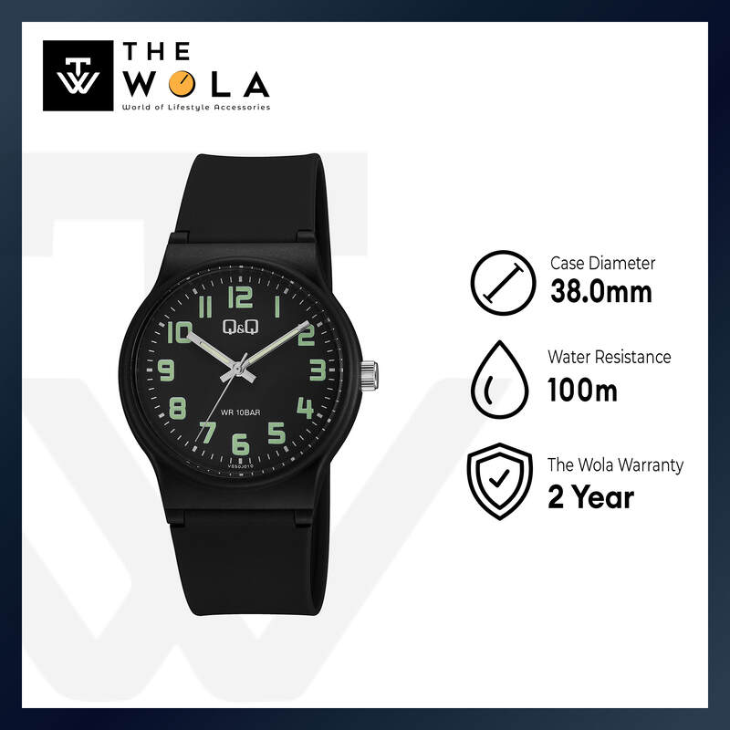 Q&Q Watch By Citizen VS50J010Y Men Analog Watch with Black Rubber Strap