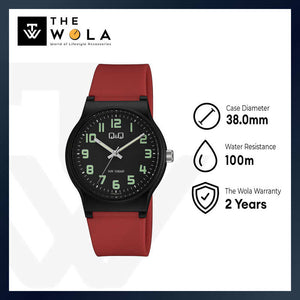 Q&Q Watch by Citizen VS50J013Y Men Analog Watch with Red Rubber Strap