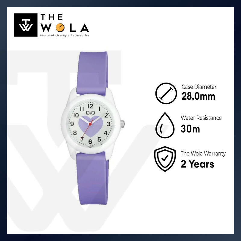 Q&Q Watch by Citizen VS65J003Y Kids Analog Watch with Purple Rubber Strap