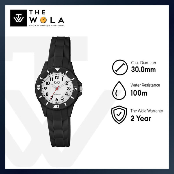 Q&Q Watch By Citizen VS66J001Y Kids Analog Watch with Black Rubber Strap