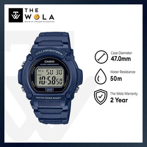 Casio Men Digital Watch W-219H-2A Blue Resin Strap