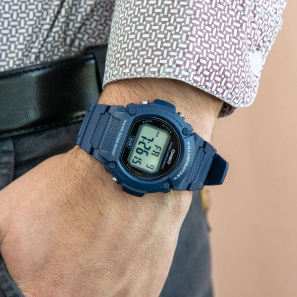 Casio Men Digital Watch W-219H-2A Blue Resin Strap