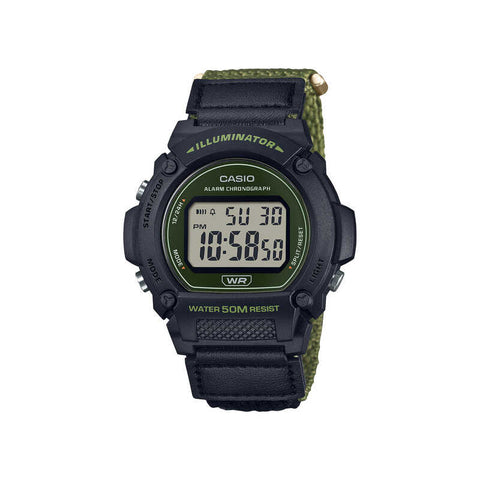 Casio Men's Digital Watch W-219HB-3AVDF Black Cloth Strap Sport Watch