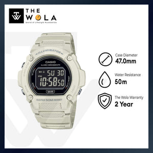 Casio W-219HC-8B Men Digital Watch Beige Resin Strap