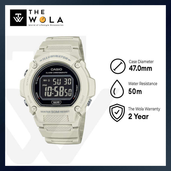 Casio W-219HC-8B Men Digital Watch Beige Resin Strap