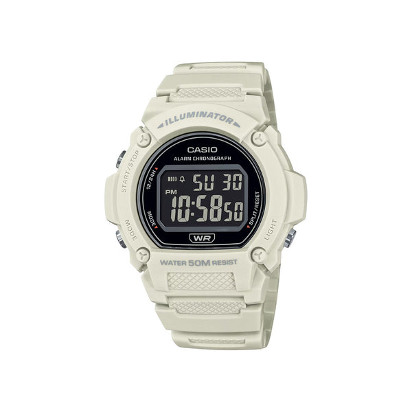 Casio W-219HC-8B Men Digital Watch Beige Resin Strap