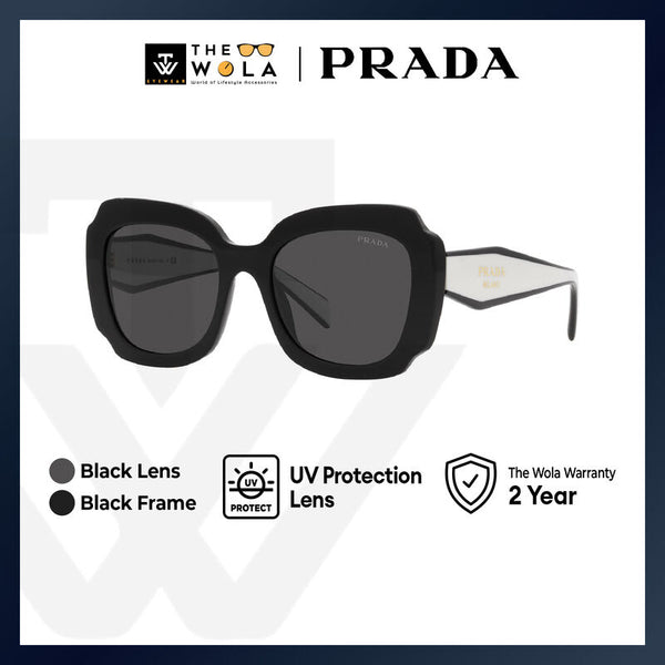 Prada Women's Irregular Frame Black Acetate Sunglasses - PR 16YS