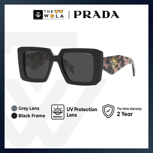 Prada Women's Square Frame Black Acetate Sunglasses - PR 23YSF