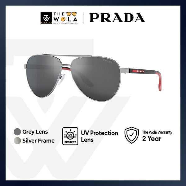 Prada Linea Rossa Men's Pilot Frame Gunmetal Metal Sunglasses - PS 52YS