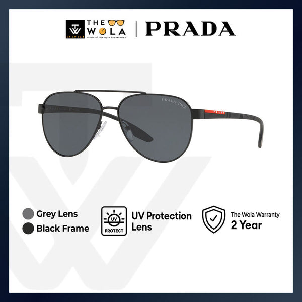 Prada Linea Rossa Men's Pilot Frame Black Metal Sunglasses - PS 54TS