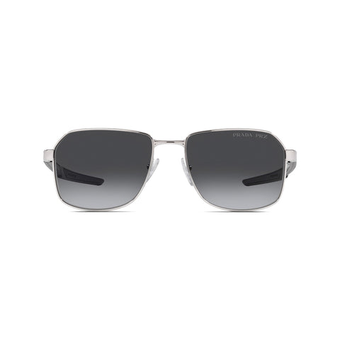 Prada Linea Rossa Men's Rectangle Frame Silver Metal Sunglasses - PS 54WS