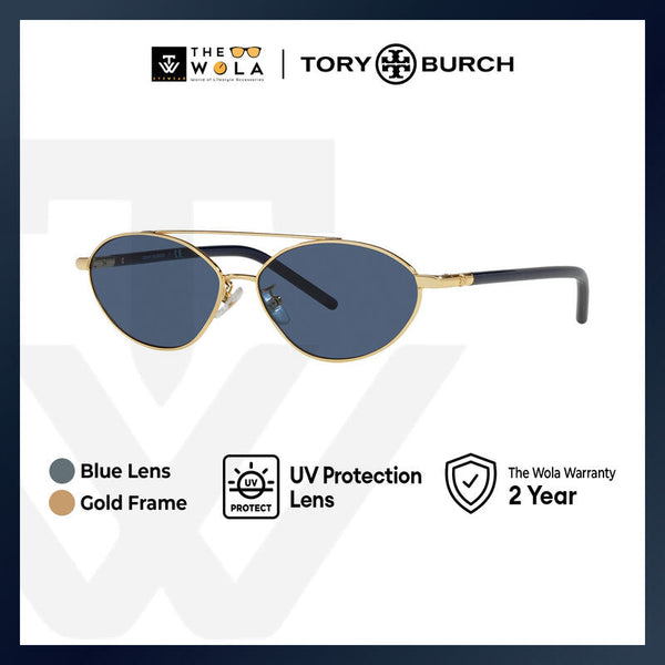 Tory Burch Women's Oval Frame Gold Metal Sunglasses - TY6088
