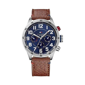 Tommy Hilfiger Men's 1791066 Trent Multifunction Blue Dial Brown Leather Watch