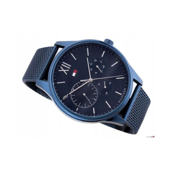 Tommy Hilfiger Men's 1791421 Damon Blue Dial Stainless Steel Mesh Watch (Blue)