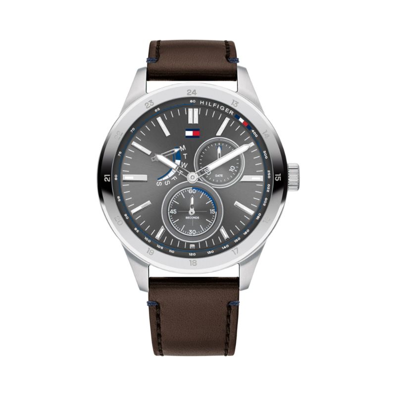 Tommy Hilfiger Multi-function Brown Leather Men's Watch - 1791637