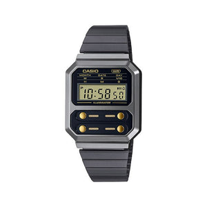 Casio Vintage Digital Watch A100WEGG-1A2 Black Stainless Steel Band Watch For Men
