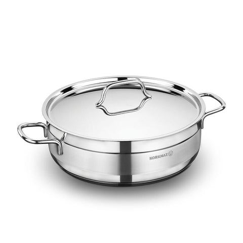Korkmaz Alfa Stainless Steel Cooking Pot - 30x10cm, Induction Compatible, Made in Turkey