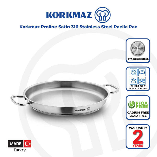 Korkmaz Proline Stainless Steel Frying Pan - 14cm, Induction Compatible Omelette Pan, Made in Turkey