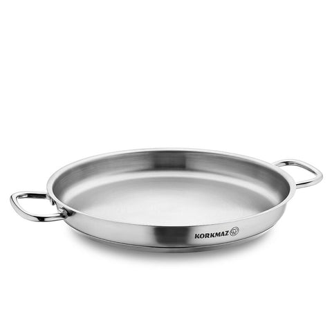 Korkmaz Proline Stainless Steel Frying Pan - 30cm, Induction Compatible Omelette Pan, Made in Turkey