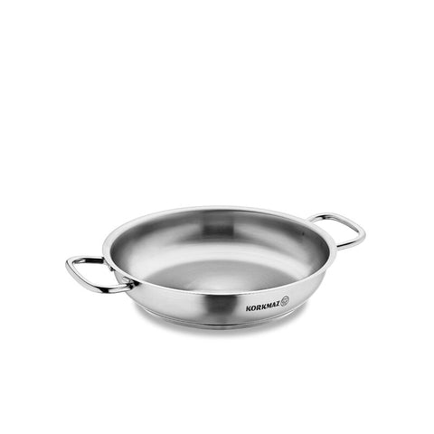 Korkmaz Proline Stainless Steel Paella Pan - 16x4cm, Induction Compatible Frying Pan, Made in Turkey