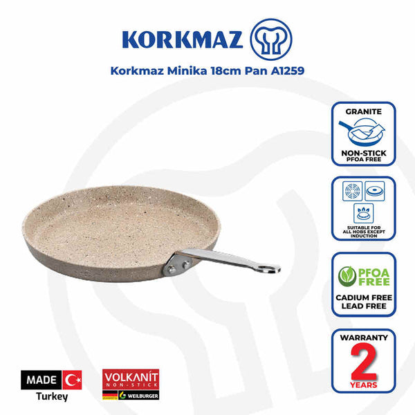 Korkmaz Minika Non-Stick Frying Pan - 18cm, Free From PFOA, Cadmium, and Lead, Made in Turkey