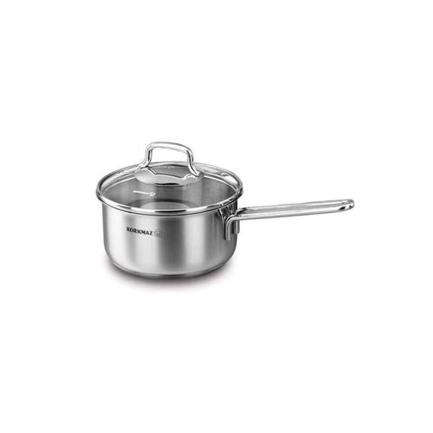 Korkmaz Perla Stainless Steel Saucepan with Lid - 16x8cm, Induction Compatible, Made in Turkey