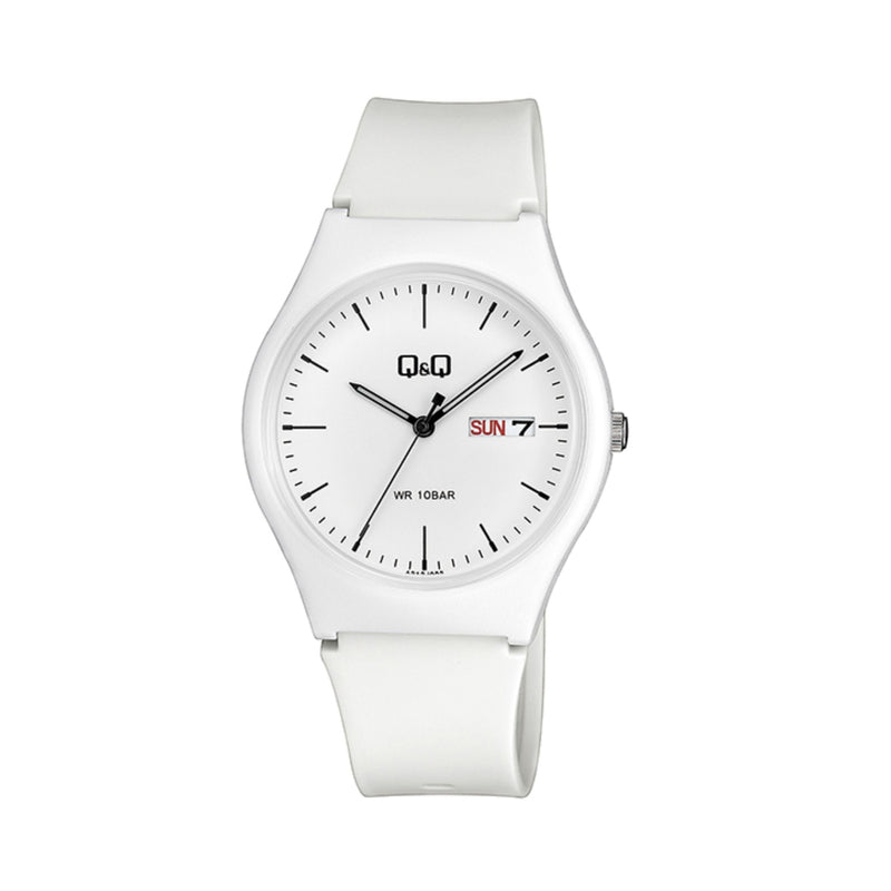 Q&Q Watch by Citizen A212J002Y Men Analog Watch with White Rubber Strap