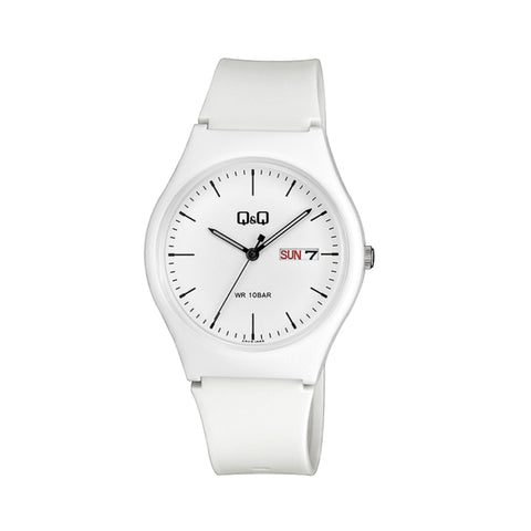 Q&Q Watch by Citizen A212J002Y Men Analog Watch with White Rubber Strap