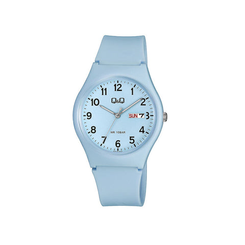 Q&Q Watch By Citizen A212J006Y Men Analog Watch with Blue Rubber Strap