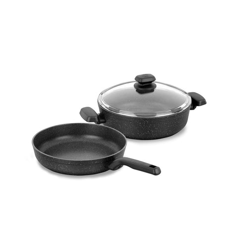 Korkmaz Ornella 3-Piece Non-Stick Cookware Set with Lid - Induction Compatible Frying Pan and Cooking Pot, Made in Turkey