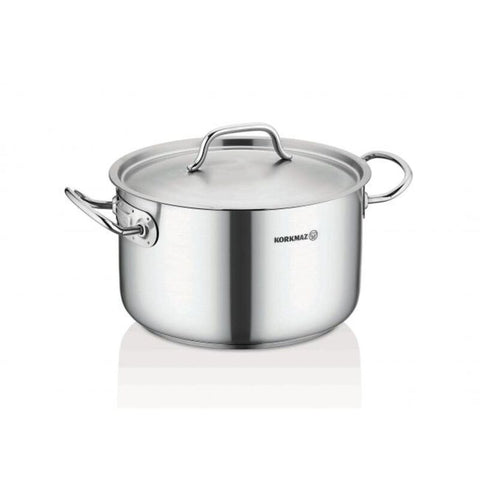 Korkmaz Proline Gastro Stainless Steel Stock Pot (Soup Pot) - 20x12cm, Induction Compatible, Made in Turkey