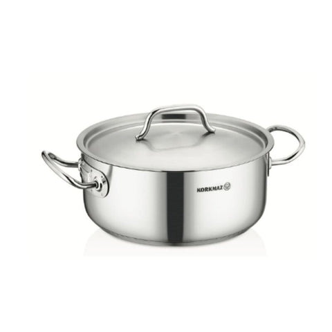 Korkmaz Proline Gastro Stainless Steel Cooking Pot - 16x7.5cm, Induction Compatible, Made in Turkey