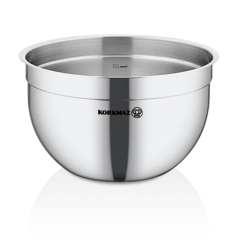 Korkmaz Proline Gastro Stainless Steel Mixing Bowl - 24x15cm, Food Preparation Container, Made in Turkey