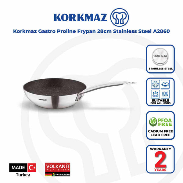 Korkmaz Proline Gastro Non-Stick Wok - 30x8.6 cm, Gas Stove Compatible, Made in Turkey