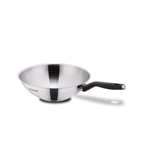 Korkmaz Nora Stainless Steel Wok - 28x8.5 cm, Induction Compatible, Made in Turkey