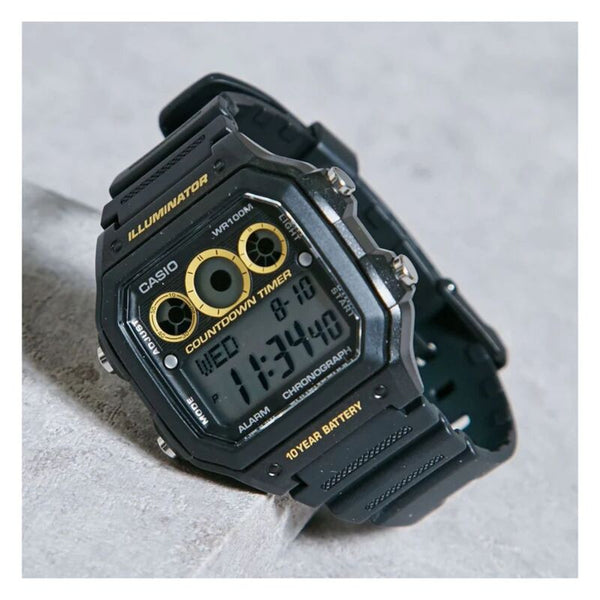 Casio Men's Digital Watch AE-1300WH-1AV Black Resin Band Watch for Men