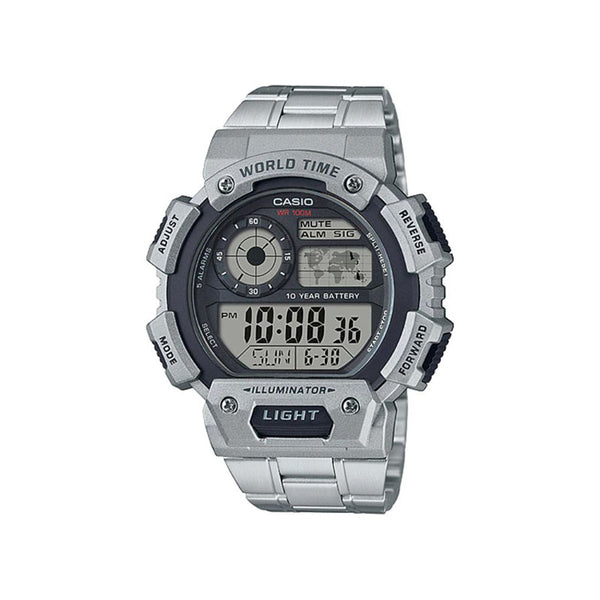 Casio Men's Digital AE-1400WHD-1AV Silver Stainless Steel Band Sport Watch