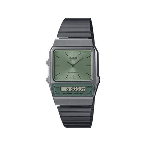 Casio Vintage AQ-800ECGG-3A Unisex Analog-Digital Green Dial Stainless Steel Watch
