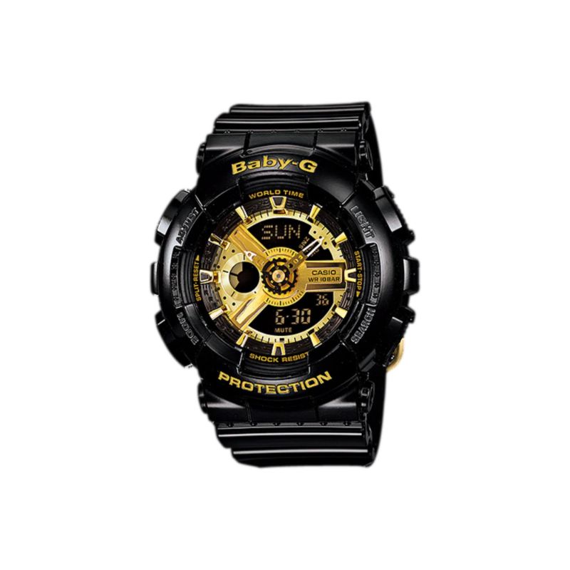 Casio Baby-G Women's Analog Digital BA-110-1ADR Gold Black Resin Band Sport Watch