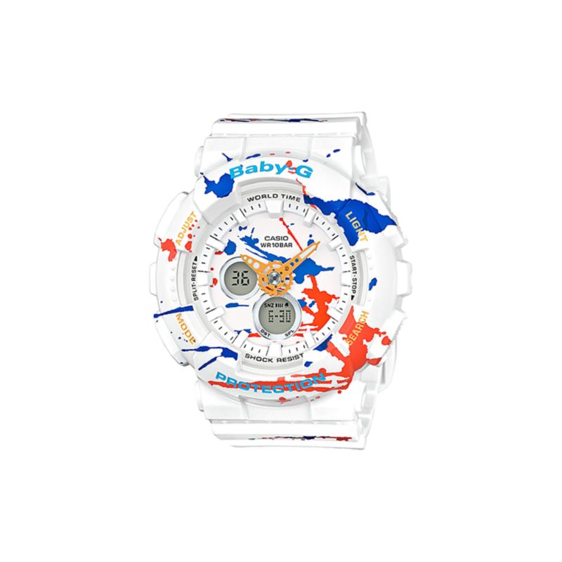 Casio Baby-G Women's Analog-Digital Watch BA-120SPL-7A White Resin Band Sport Watch