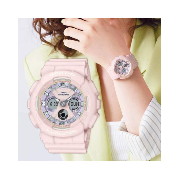 Casio Baby-G Women's Analog-Digital Watch BA-130WP-4A Pink Resin Band Sport Watch