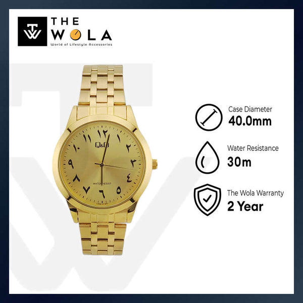 Q&Q Watch By Citizen C00A-013PY Men Analog Watch with Gold Stainless Steel Strap