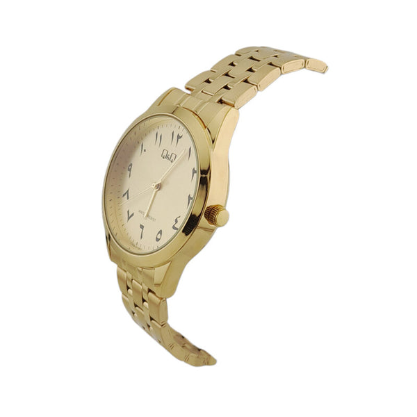 Q&Q Watch By Citizen C00A-013PY Men Analog Watch with Gold Stainless Steel Strap