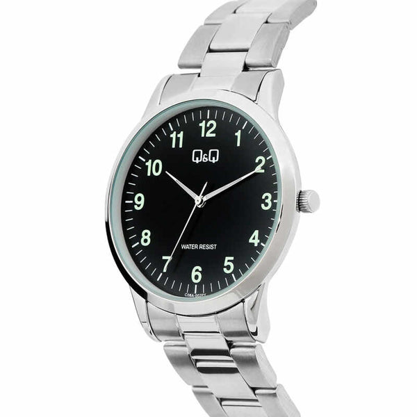Q&Q Watch by Citizen C08A-002PY Men Analog Watch with Silver Stainless Steel Strap