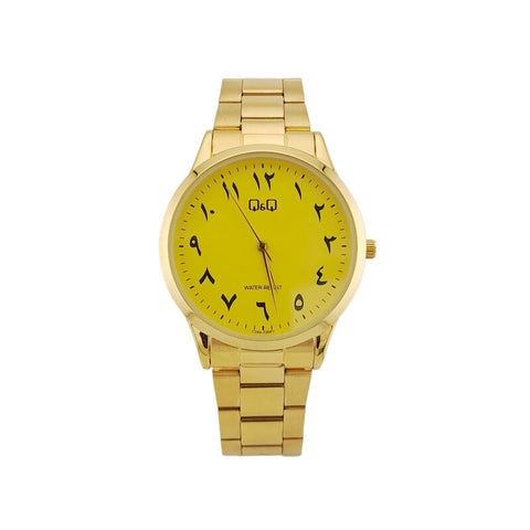 Q&Q Watch By Citizen C08A-026PY Men Analog Watch with Gold Stainless Steel Strap