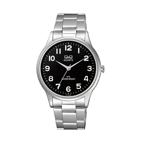 Q&Q Watch by Citizen C214J205Y Men Analog Watch with Silver Stainless Steel Strap
