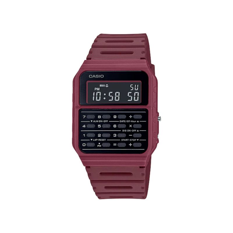 Casio Men's Data bank CA-53WF-4BDF Red Resin Band Calculator Watch
