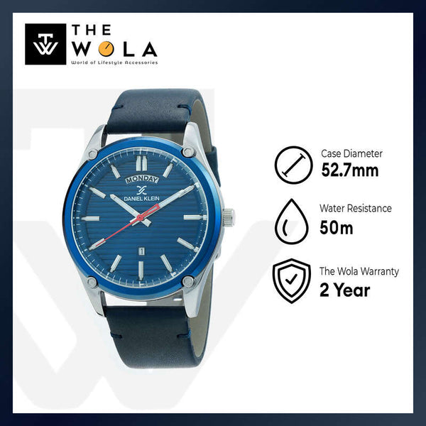 Daniel Klein Premium Men's Analog Watch DK.1.12381-3 Blue Genuine Leather Strap Watch | Watch for Men