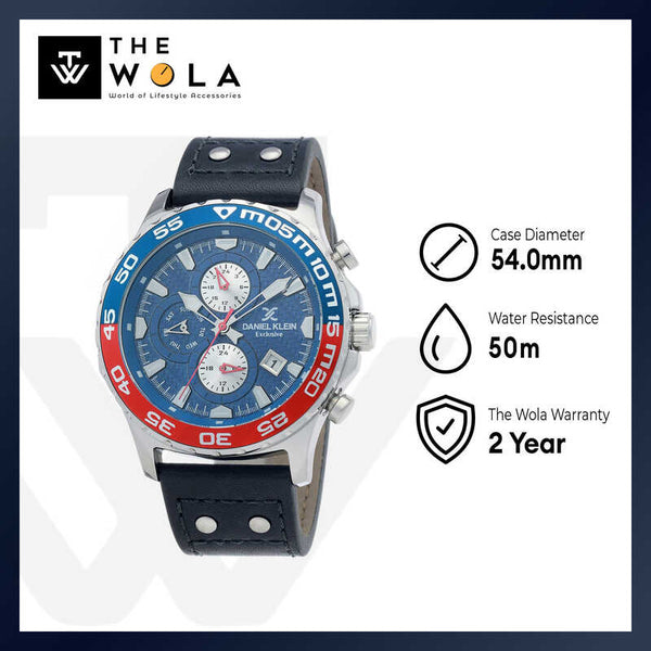 Daniel Klein Exclusive Men's Chronograph Watch DK.1.12384-2 Blue Genuine Leather Strap Watch | Watch for Men