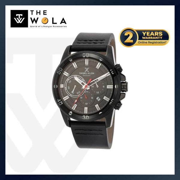 Daniel Klein Exclusive Men's Chronograph Watch DK.1.12448-4 Black Genuine Leather Strap Watch | Watch for Men